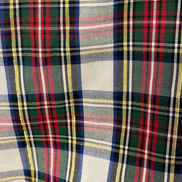 Talbots Holiday Plaid Button Shirt Metallic Gold Thread Size 12 Non-Iron - Picture 4 of 7